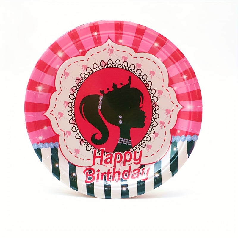 20 Pink Party Plates Princess Birthday Plate Set Cake Paper Dessert Decorations