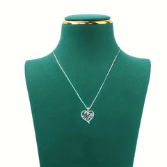 Mother Child Turtle Rhinestone Heart Pendant Necklace