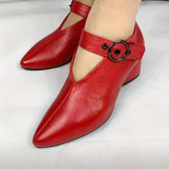 Women's Mid Heel Pointed Toe Dance Shoes with Buckle Strap