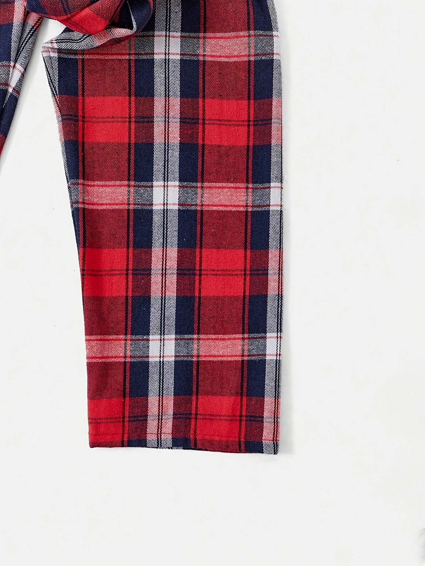 Colorblock Plaid Lounge Pants Casual & Comfy Bow Elastic Waistband