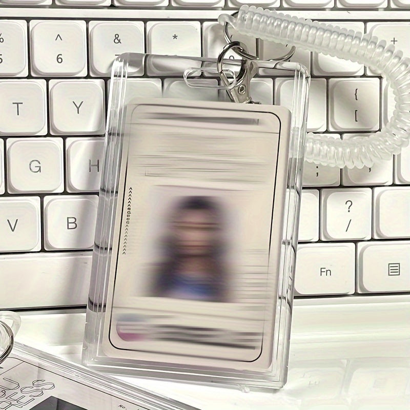 Transparent Acrylic Kpop Photocard Access Card Holder with Keychain