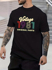 Vintage Motor 1981 Print Men's Graphic Crew Neck Tshirt
