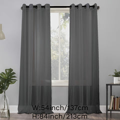 1 Panel Sheer Grommet Top Voile Curtain for Home Decor
