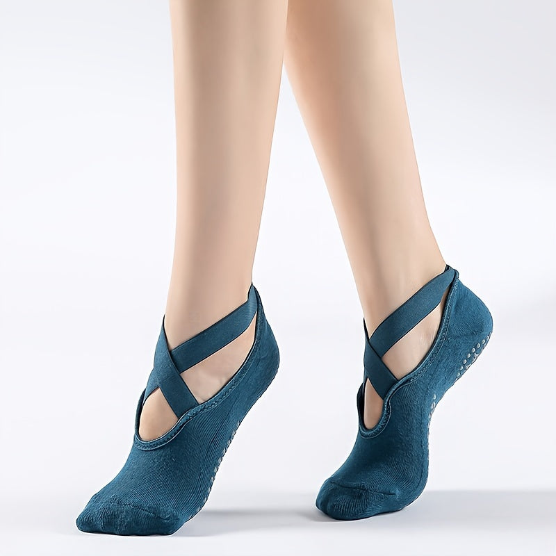Cross Strap Yoga Socks Non-slip Ankle Socks for Pilates Dance