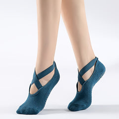Cross Strap Yoga Socks Non-slip Ankle Socks for Pilates Dance