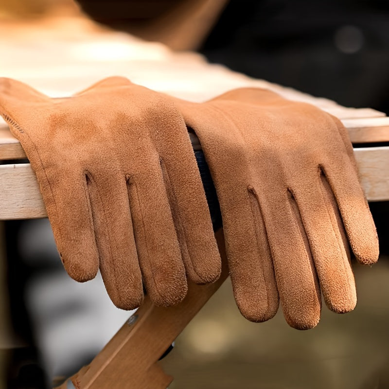 Suede Non-slip Gloves for Winter Warmth - Outdoor Cycling Driving