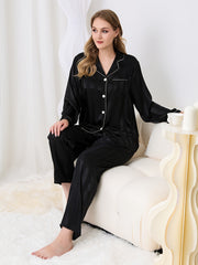 Women's Striped Pajama Set with Short Sleeve Shirt & Pants