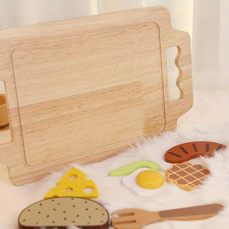 15pcs Wooden Toy Kitchen Food Set for Kids 3-6 Years
