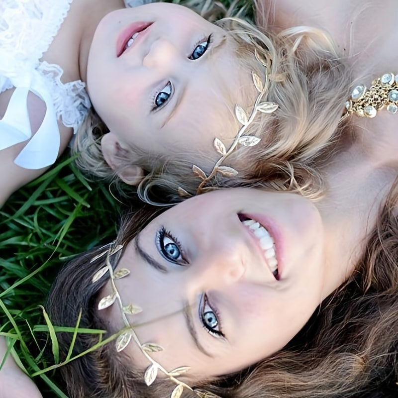 2pcs Feather & Leaf Headband Set for Newborn Photography