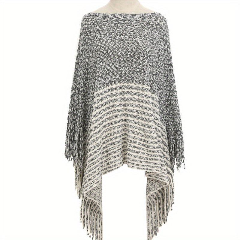 Fringe Shawl Large Split Shawl Wrap Warm Windproof Shawl Cape For Women