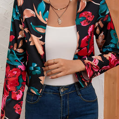 Floral Print Long Sleeve Jacket Casual Women's Outerwear
