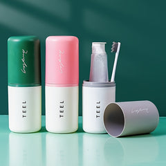 Travel Toothbrush Set with Tooth Cup and 4 Brushes