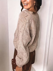 Casual Sweater Women's Solid Hollow Out Long Sleeve
