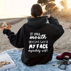 Graphic Print Drawstring Loose Hoodie Long Sleeve Sweatshirt