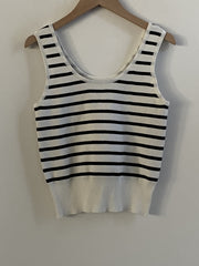 Striped Knitted Tank Top Sleeveless Casual Sweater Women's Clothing