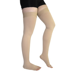 Women's Open Toe Thigh High Compression Stockings 20-30 mmHg
