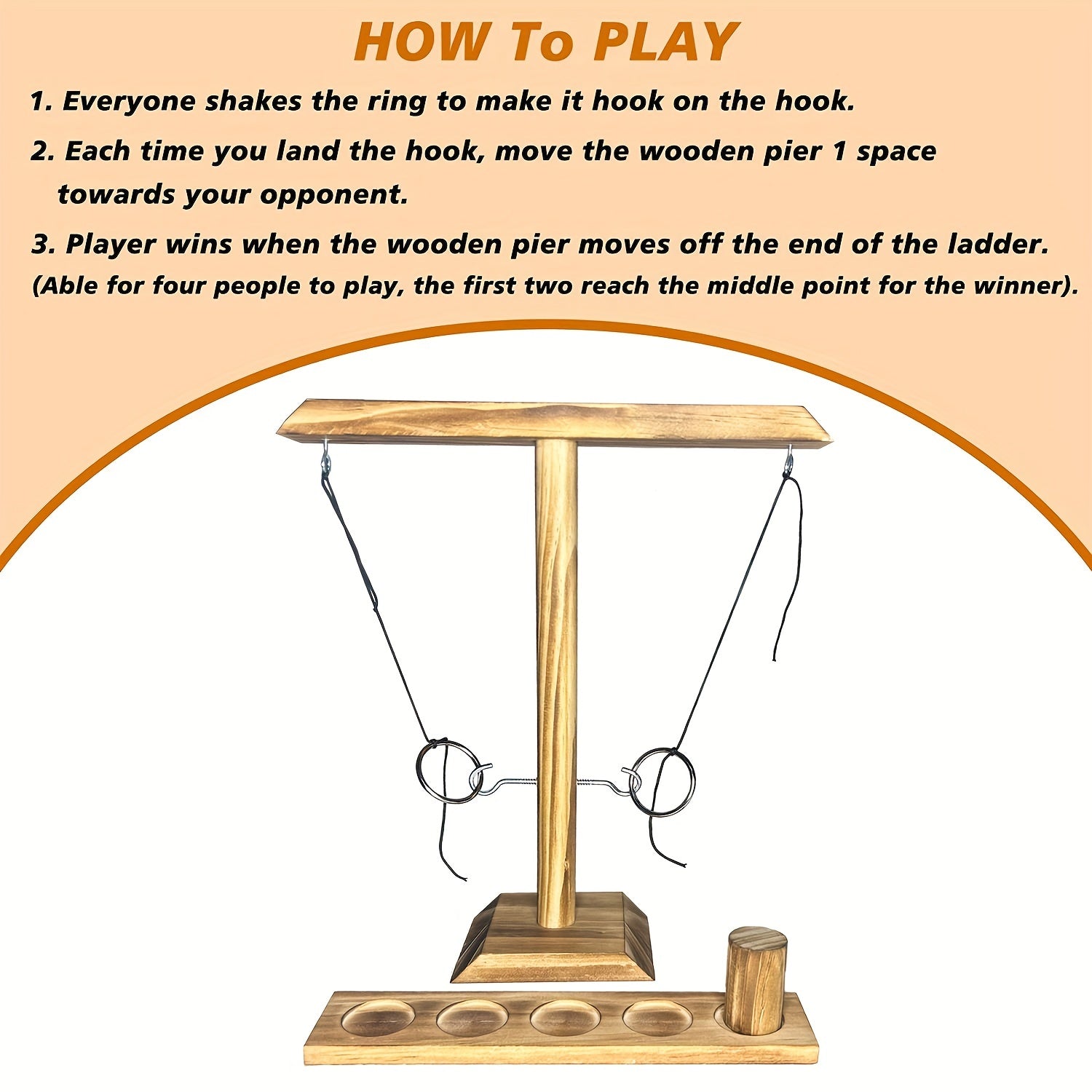 Ring Toss Hook Games with Shot Ladder Wooden Game