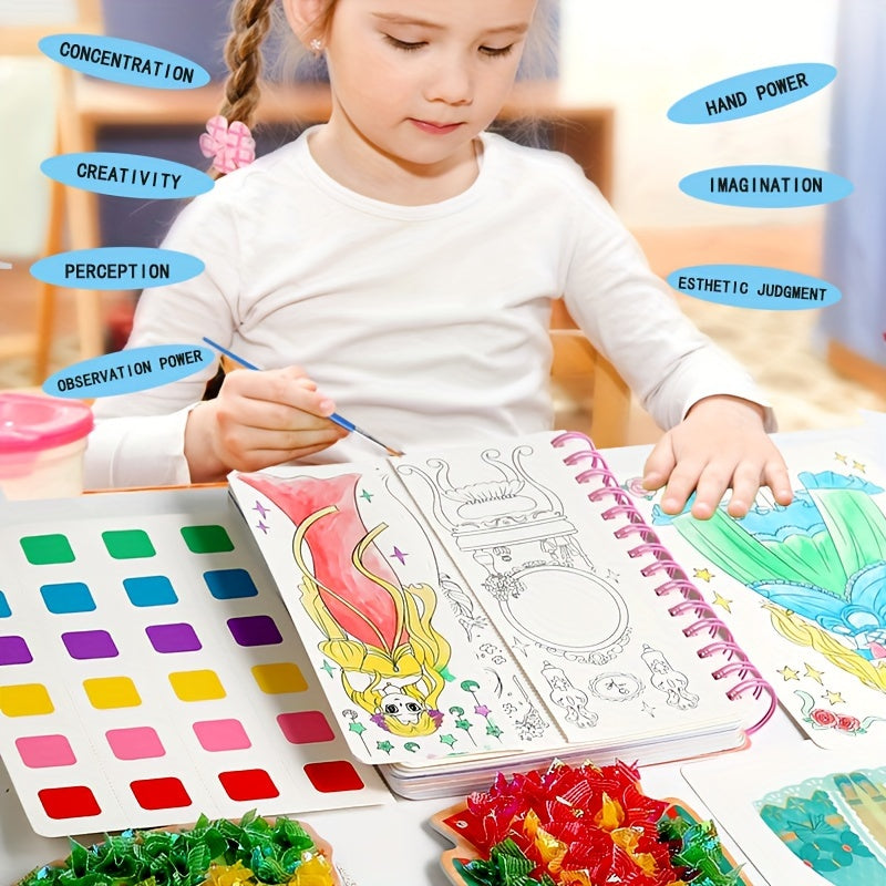 Princess Dress up Activity Book With Watercolor Puzzle Stickers DIY Craft Kit