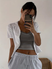 Lace Cami Top Sexy V Neck Slim Fit Sleeveless Top Women's Lingerie