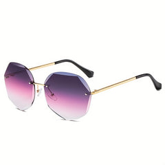 Large Rimless Sunglasses Gradient Metal UV400