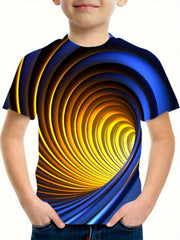 3D Vision Illusion Graphic T Shirt for Boys - Casual and Stretchy Tee