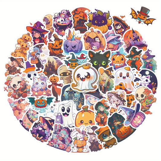 50pcs Halloween Pumpkin Theme Stickers Pack Waterproof Vinyl Party Stickers