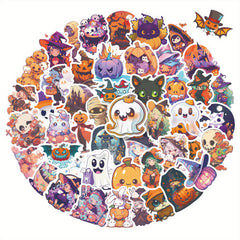 50pcs Halloween Pumpkin Theme Stickers Pack Waterproof Vinyl Party Stickers