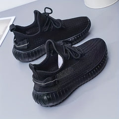 Women's Lightweight Knit Sports Shoes Lace Up Low Top Running Shoes