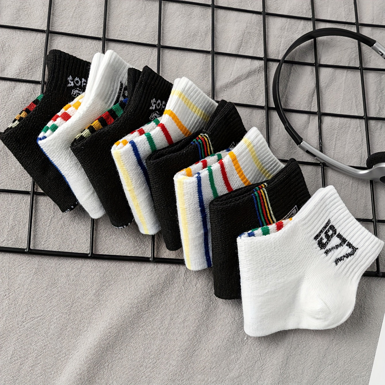 Rainbow Striped Crew Socks Women's Stockings