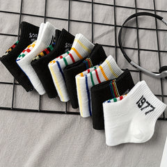 Rainbow Striped Crew Socks Women's Stockings