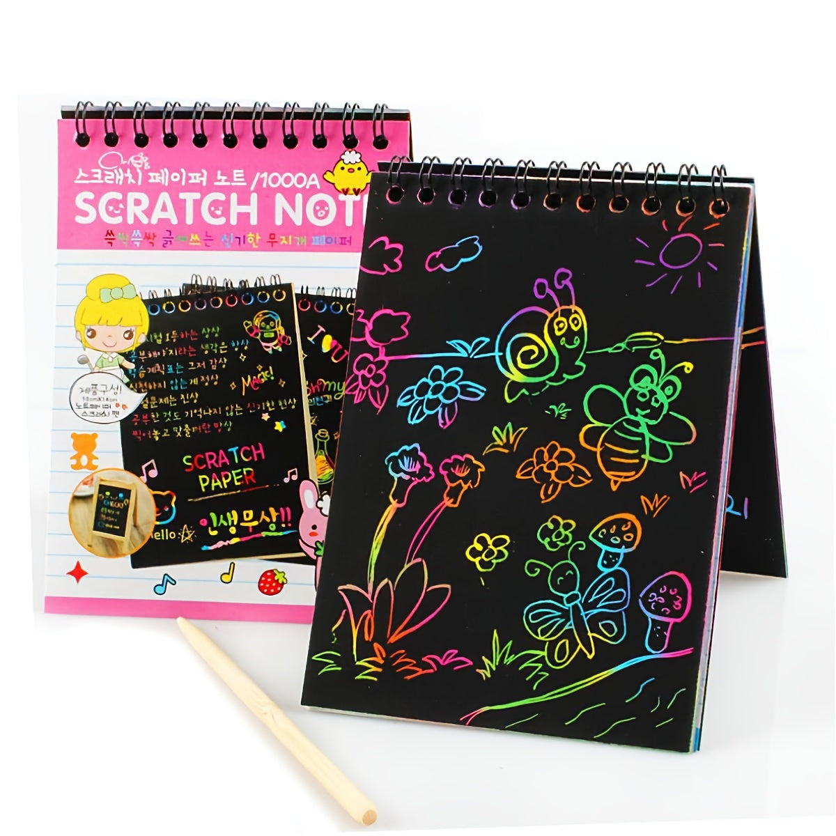 Scratch Art Book 10 Sheets Paper & Pen Craft 14x14 for Drawing Painting Gift
