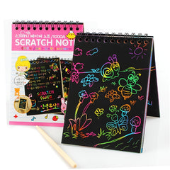 Scratch Art Book 10 Sheets Paper & Pen Craft 14x14 for Drawing Painting Gift