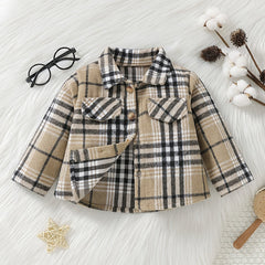 Baby Boy Plaid Shirt Coat Long Sleeve Button Down Shacket