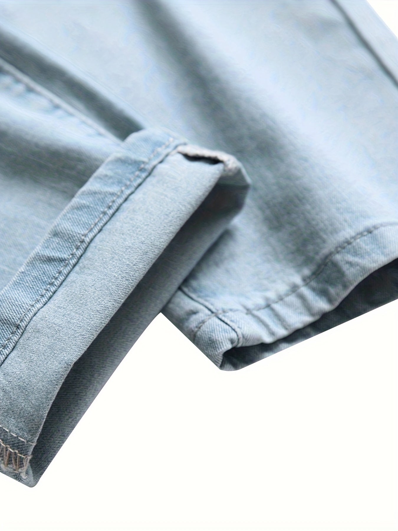 Men's Rose Embroidery Ripped Washed Jeans Streetwear Denim Pants