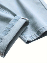 Men's Rose Embroidery Ripped Washed Jeans Streetwear Denim Pants
