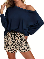 Leopard Print Drawstring Shorts High Waist Summer Women's Clothing