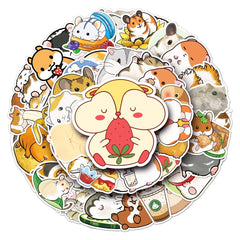 50pcs Cartoon Hamster Animal Stickers Waterproof for Laptop Car Refrigerator