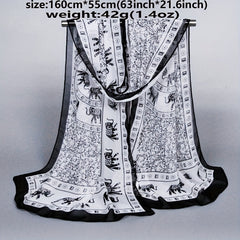 Boho Print Chiffon Scarf Vintage Long Shawl Breathable Head Wrap Hijab