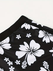 Floral Print Swimsuit Shorts Loose Fit High Stretch Tankini Bottoms