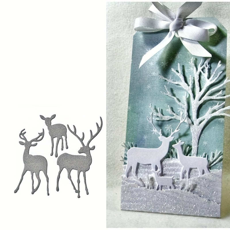 1pc 3 Deers Metal Cutting Dies Stencil for Card Making DIY Scrapbooking