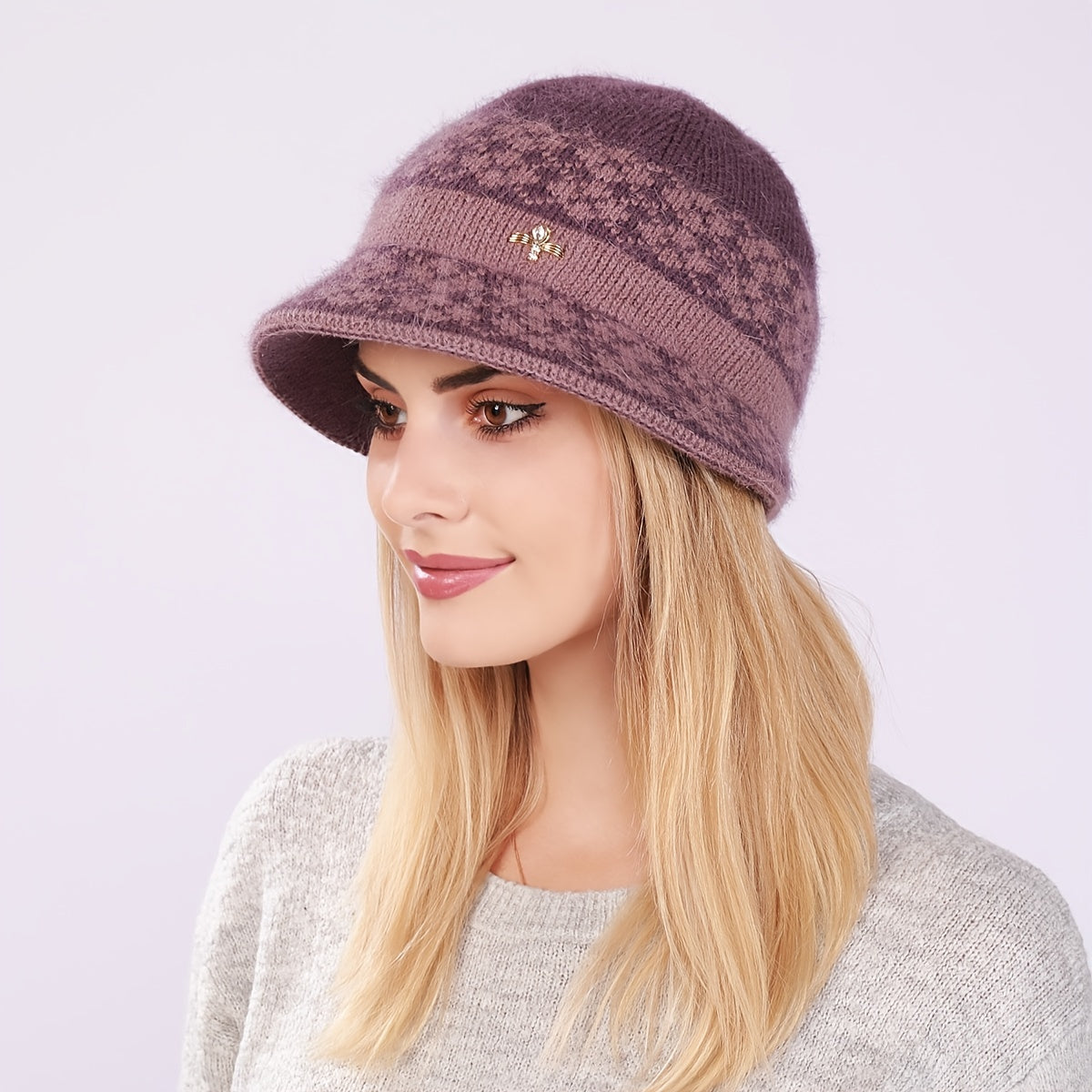 Warm Cable Knit Bucket Hat for Women - Chinese New Year Gift