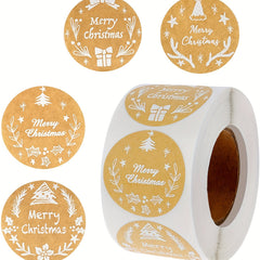 500pcs 25MM Merry Christmas Self-adhesive Label Roll