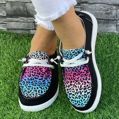 Leopard Pattern Flat Shoes Women's Casual Lightweight Soft Walking Shoes