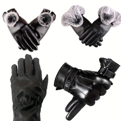 Winter Warm Keeping Gloves Motorcycle Riding Skiing Leather Gloves