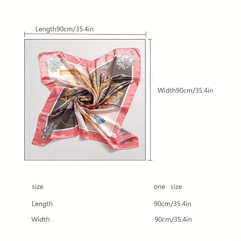 Flower Print Square Scarf Vintage Bandana Shawl Silk