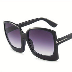 Oversized Square Frame Sunglasses Solid Gradient Lens Cat Eye Glasses