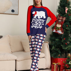 Bear & Letter Print Pajama Set Christmas Long Sleeve Top & Pants
