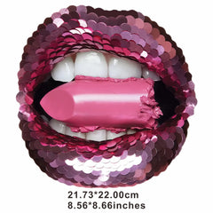 Sequin Lip Heat Transfer Stickers Iron On DIY Accessories