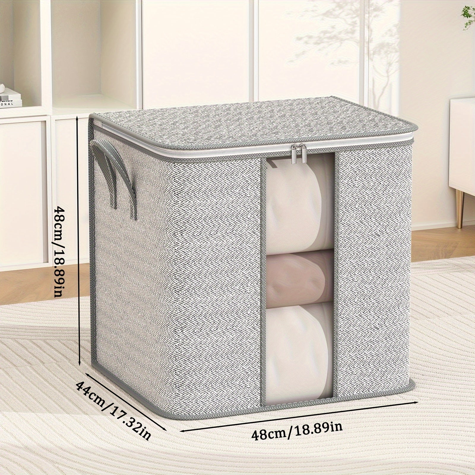1pc Clothes Storage Bag With Handles & Window Non Woven Fabric Clothes Bag