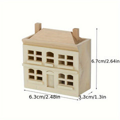 Dollhouse Furniture Natural Wood Pocket Villa Small House